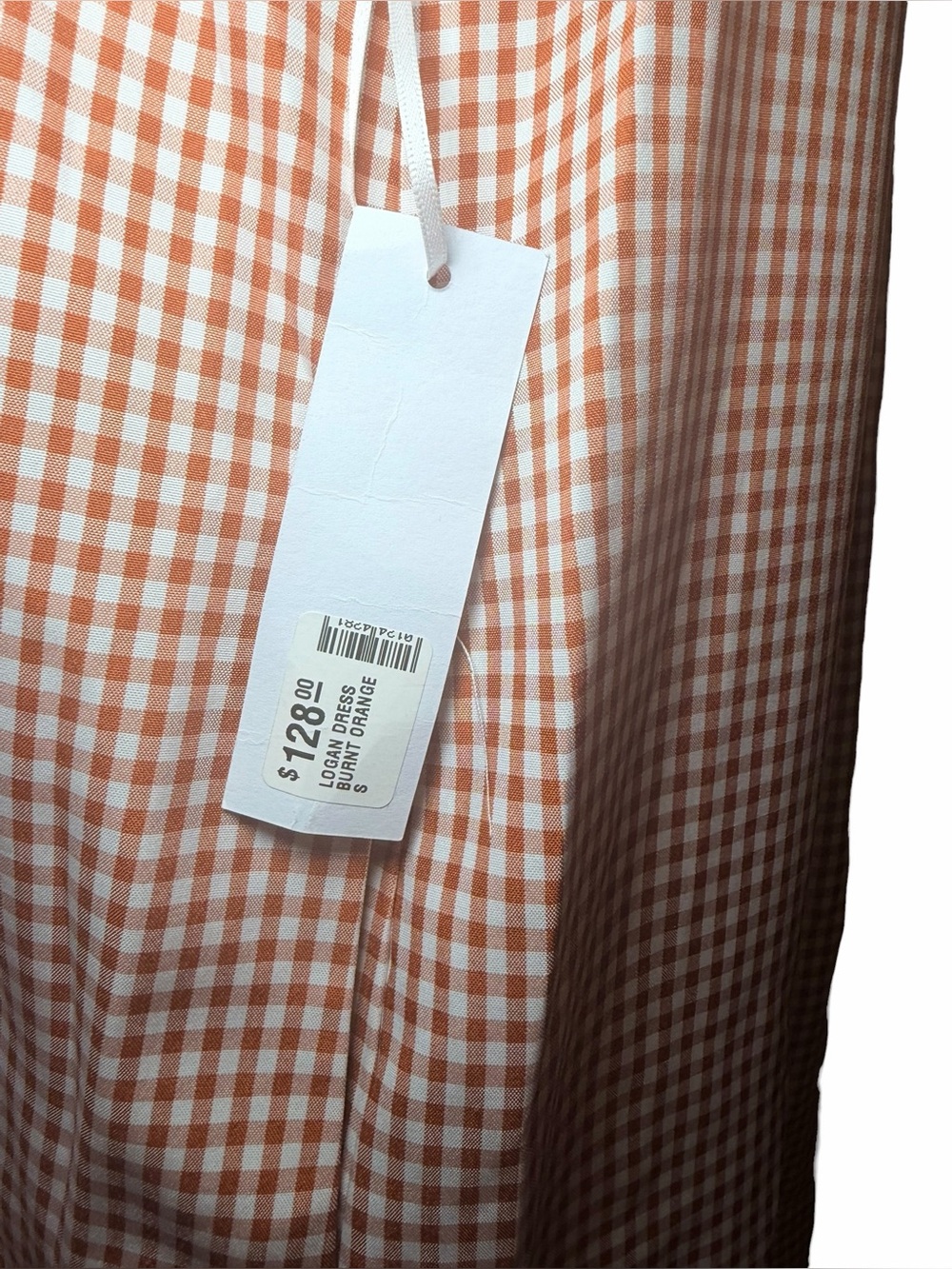 NWT J Marie Logan Gingham Smocked Puff Sleeve Mini Dress Burnt Orange S - Picture 6 of 10